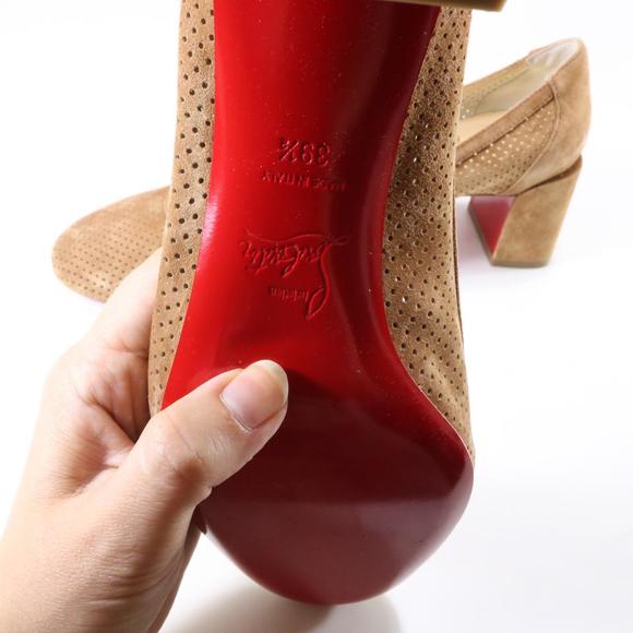 Incastrana 55mm Tan Biscotto Perforated Suede Padded Round Pumps D524 - Picture 7 of 12